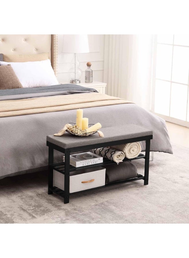 اكسيسن مقعد منظم حذاء مدخل من طابقين مع مقعد مبطن بوسادة للممر غرفة النوم، نهاية السرير - Image 5